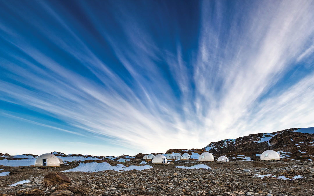 Camp on Antarctica with White Desert